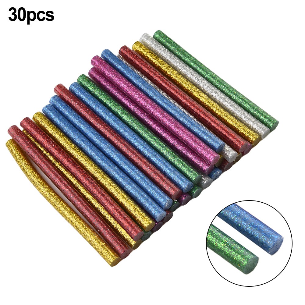 30pcs Hot Glue Sticks Glitter Glue Sticks Colored Hot Melt Glue Repair 7100Mm